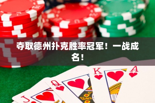 夺取德州扑克胜率冠军！一战成名！